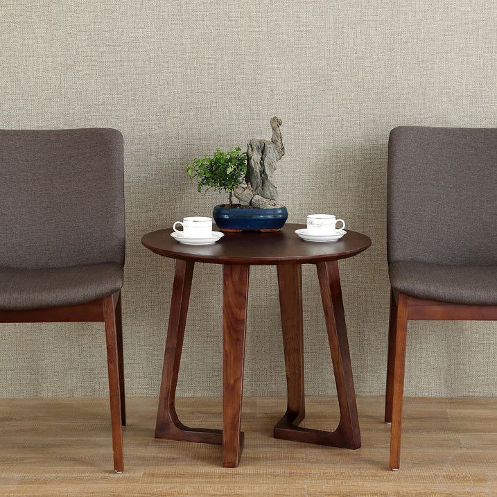 Round Casual Dining Table Wood Color Fixed Table with Ashwood Solid Wood