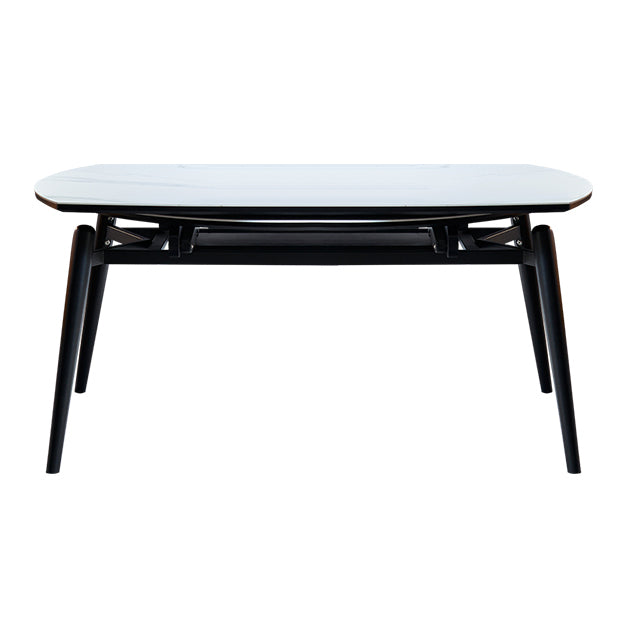 Simplicity Style Round Dining Table Stone Drop-Leaf Dinner Table with 4 Legs