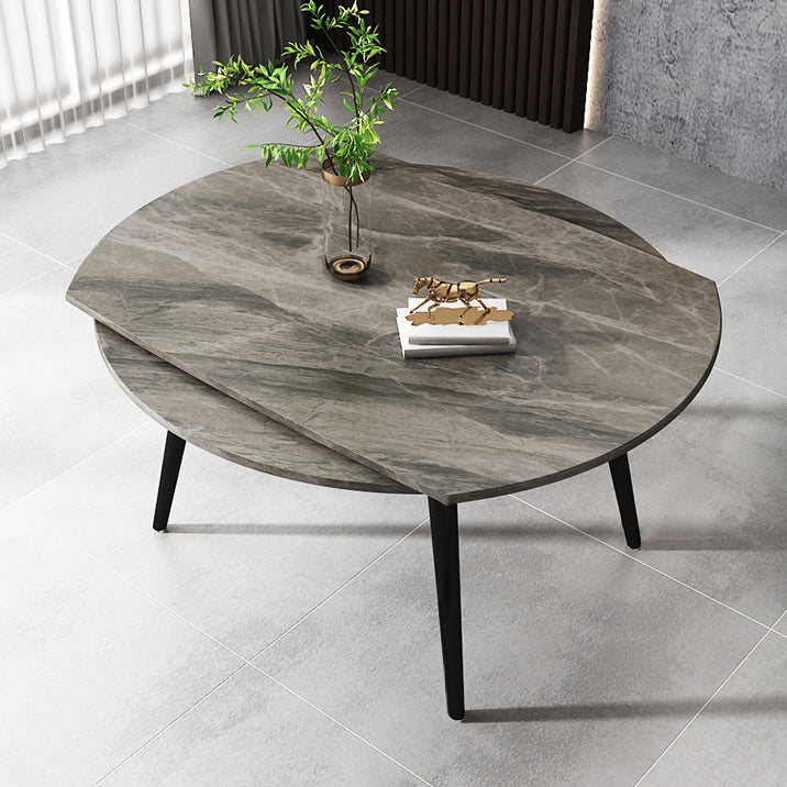 4-foot Stone Dinette Table Simplicity Style Round Dining Table with Drop Leaf