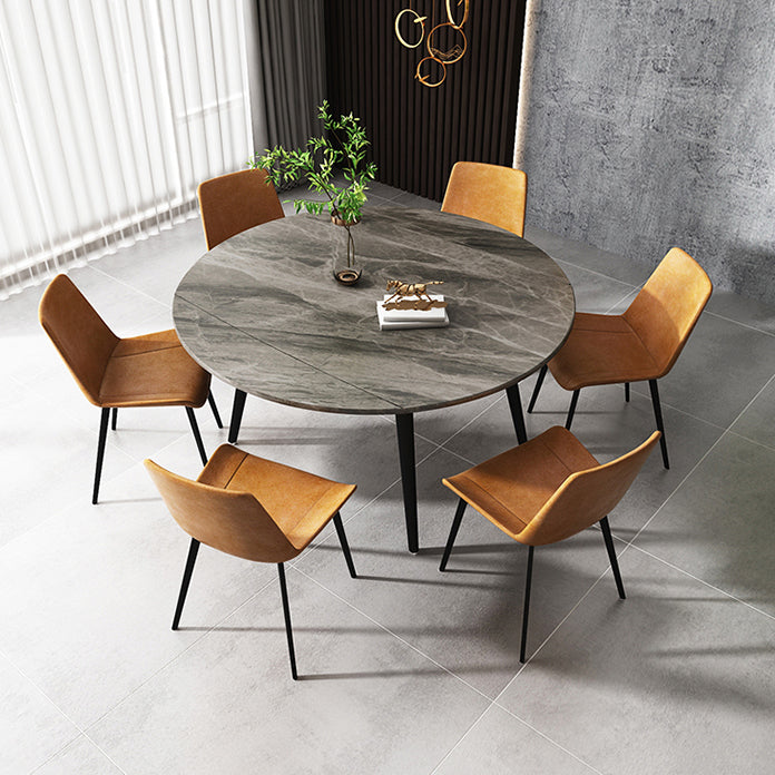 4-foot Stone Dinette Table Simplicity Style Round Dining Table with Drop Leaf