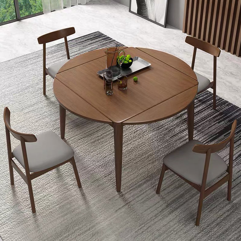 Modern Style Rubberwood Dinner Table Round Drop-Leaf Table for Home Use