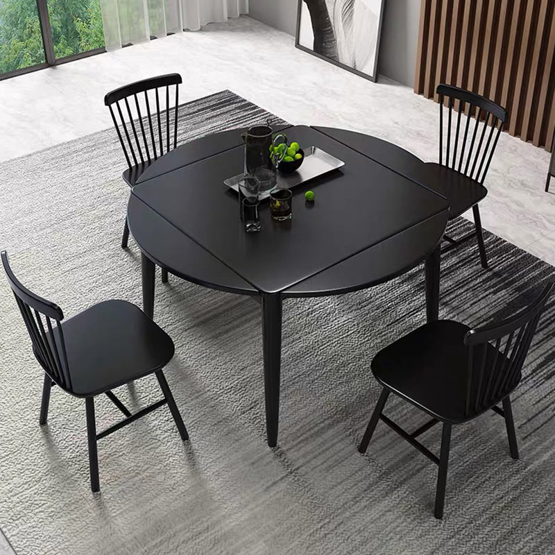 Modern Style Rubberwood Dinner Table Round Drop-Leaf Table for Home Use