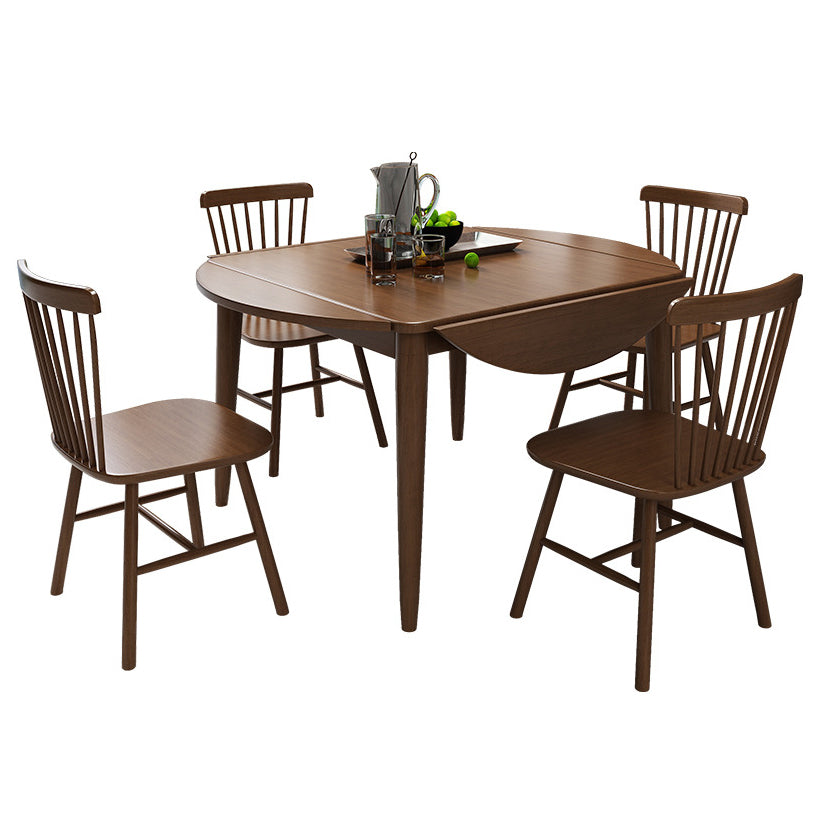 Modern Style Rubberwood Dinner Table Round Drop-Leaf Table for Home Use