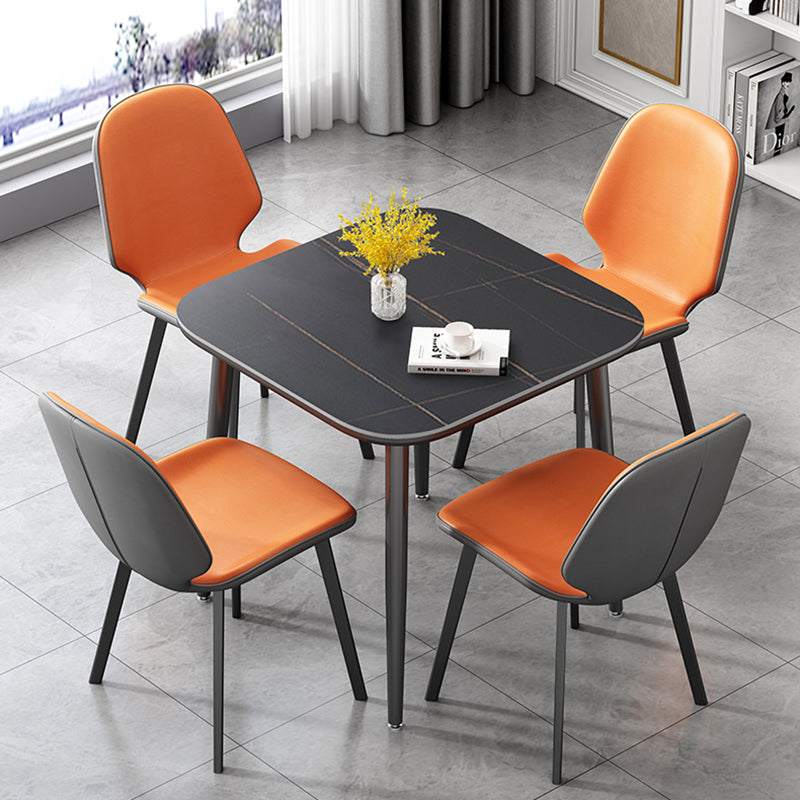 Modern Sintered Stone Dinner Table 4 Legs 31.2" Dining Table with Black Frame
