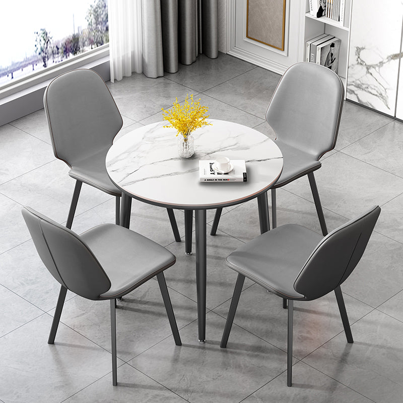 Modern Sintered Stone Dinner Table 4 Legs 31.2" Dining Table with Black Frame