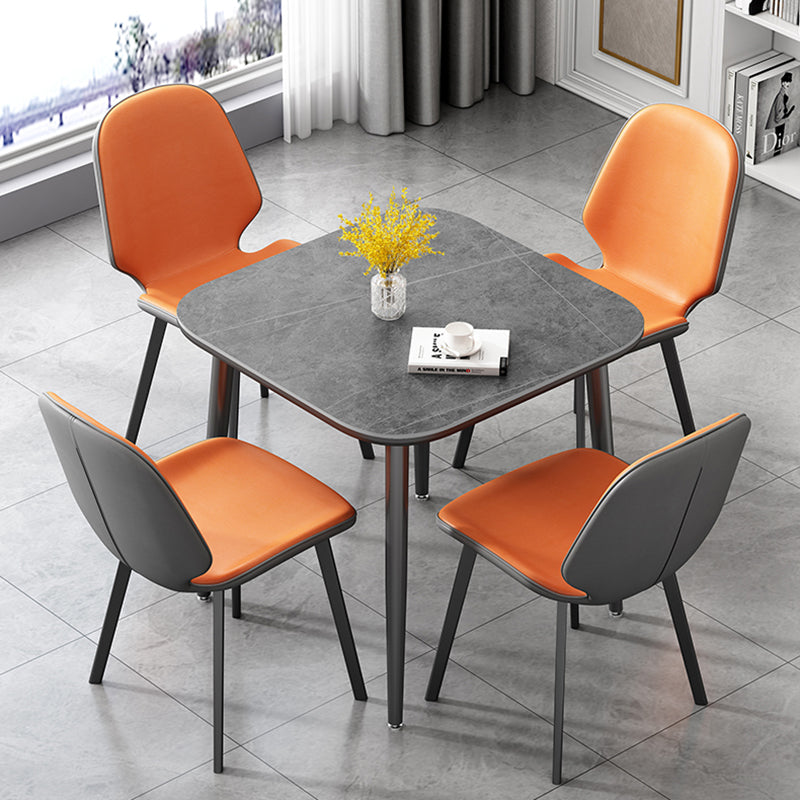 Modern Sintered Stone Dinner Table 4 Legs 31.2" Dining Table with Black Frame