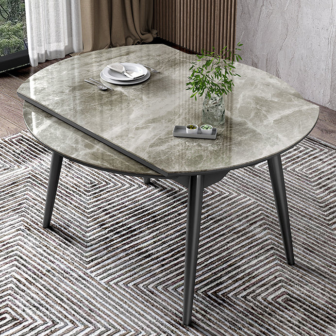 Round Extendable Stone Dining Site Table Contemporary 51.2'' Dinette Table