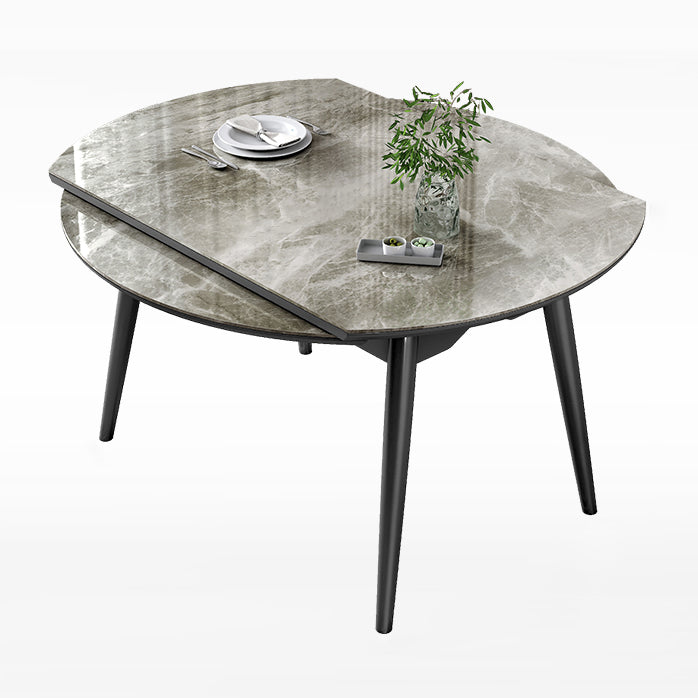 Round Extendable Stone Dining Site Table Contemporary 51.2'' Dinette Table