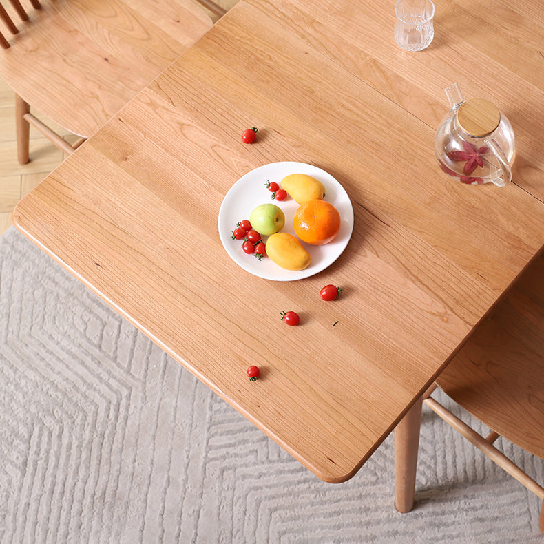 Extendable Cherry Wood Dining Table in Nature Rectangle Kitchen Table with 4 Legs