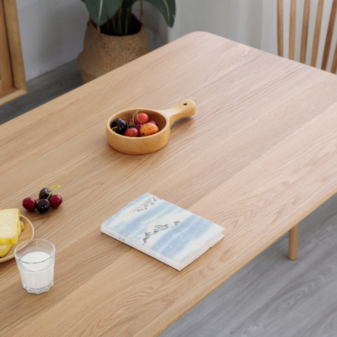 Rectangle Oak Wood Dining Table in Nature Modern Kitchen Table with 4 Legs