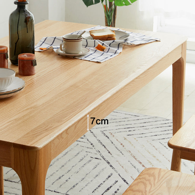 Rectangle Indoor Oak Wood Dining Table Modern Kitchen Table in Nature with 4 Legs