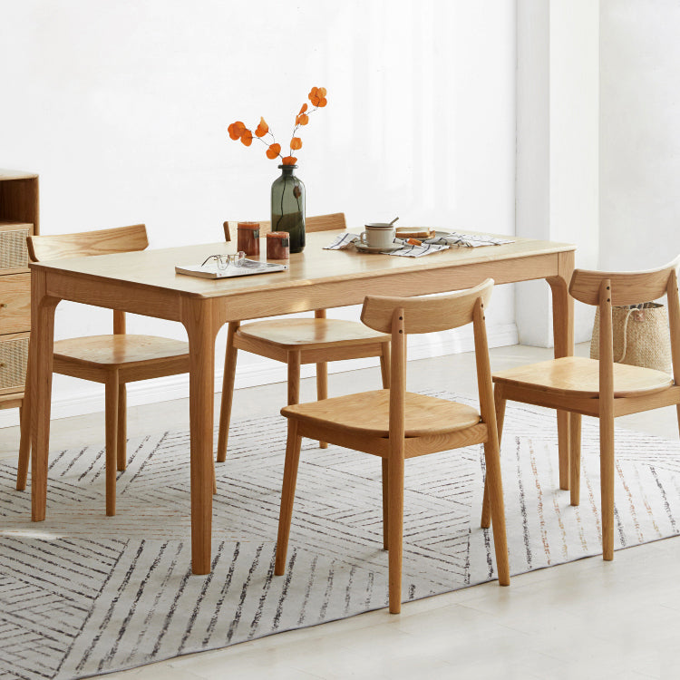 Rectangle Indoor Oak Wood Dining Table Modern Kitchen Table in Nature with 4 Legs