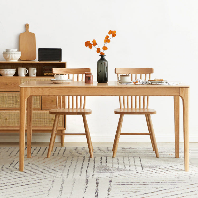 Rectangle Indoor Oak Wood Dining Table Modern Kitchen Table in Nature with 4 Legs