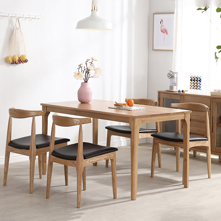 Rectangle Indoor Oak Wood Dining Table Modern Kitchen Table in Nature with 4 Legs
