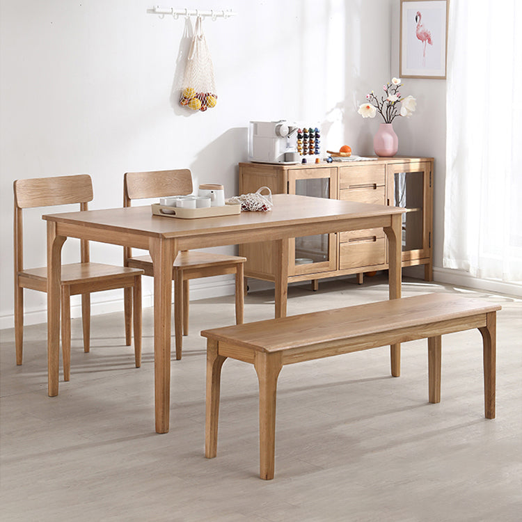Rectangle Indoor Oak Wood Dining Table Modern Kitchen Table in Nature with 4 Legs