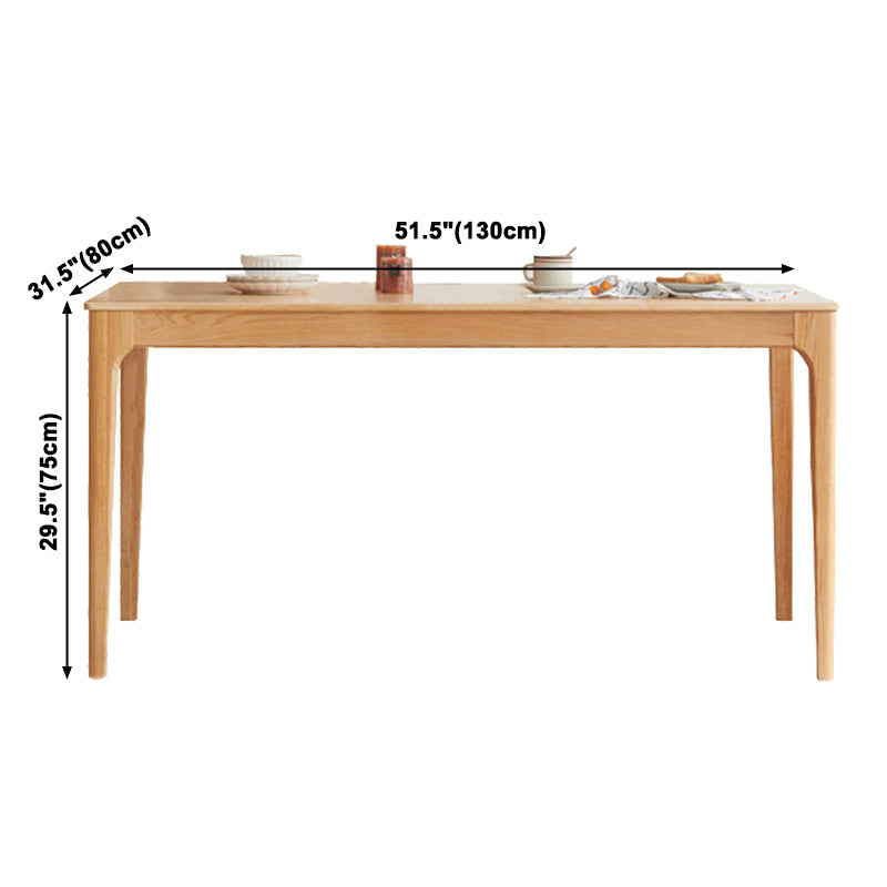 Rectangle Indoor Oak Wood Dining Table Modern Kitchen Table in Nature with 4 Legs