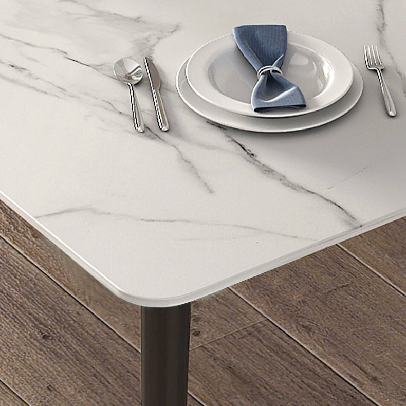 Table à manger de luxe traditionnelle Table à manger en pierre fritrée avec 4 jambes pour salle à manger