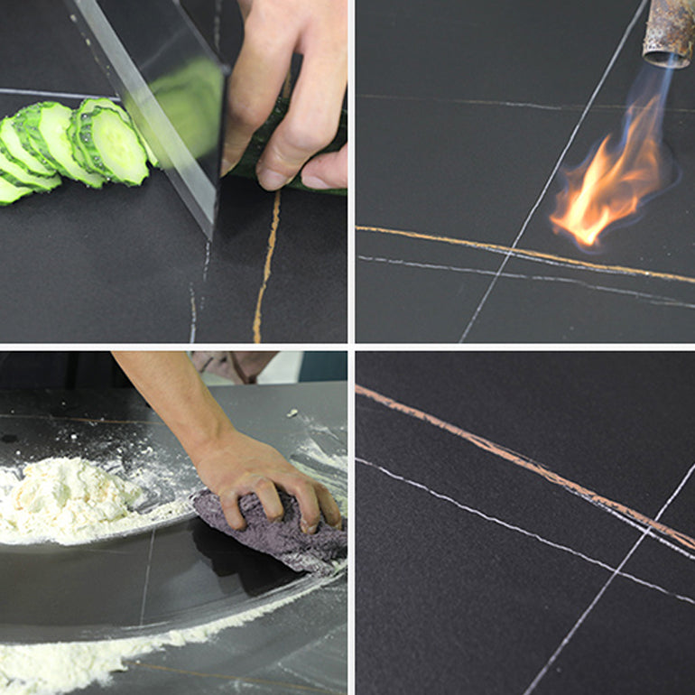 Table à manger de luxe traditionnelle Table à manger en pierre fritrée avec 4 jambes pour salle à manger