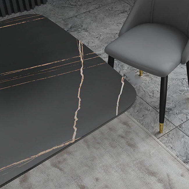 Mesa de comedor rectangular de lujo tradicional mesa de piedra sinterizada blanca con base de pedestal