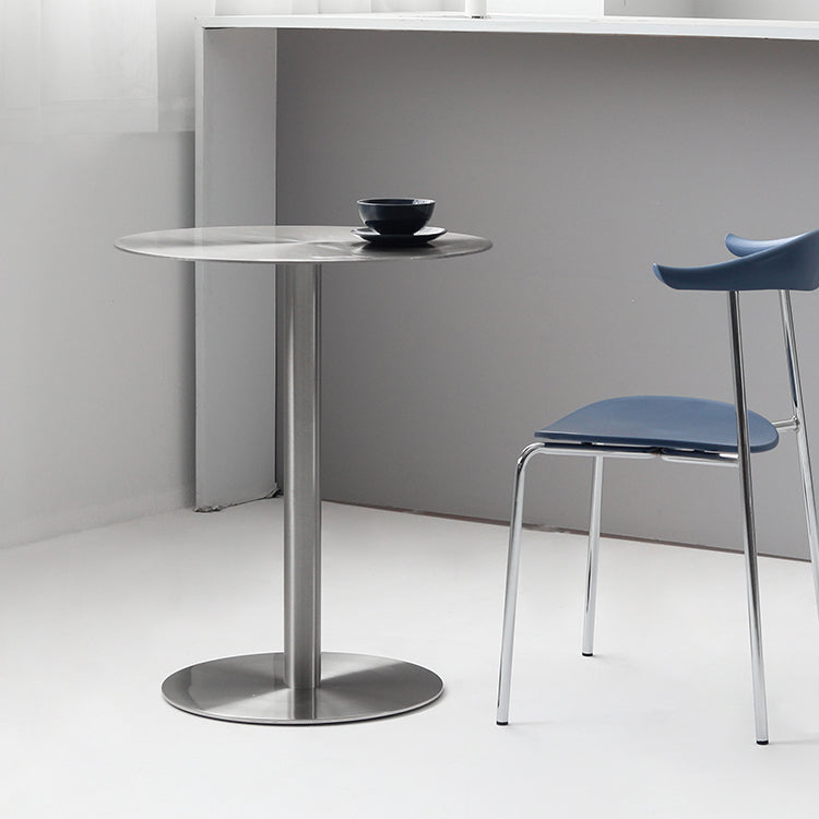 Industrial Dining Table Stainless Steel Table with Pedestal Base for Dining Room