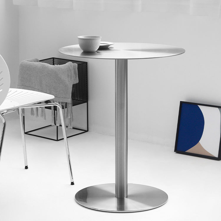 Industrial Dining Table Stainless Steel Table with Pedestal Base for Dining Room