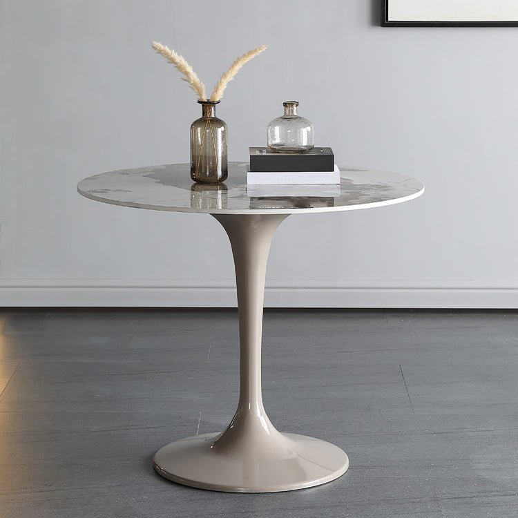 Mesa de comedor redonda Simplicity, mesa de piedra sinterizada con base de tulipán para comedor