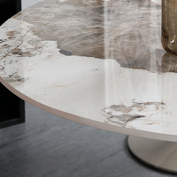 Mesa de comedor redonda Simplicity, mesa de piedra sinterizada con base de tulipán para comedor