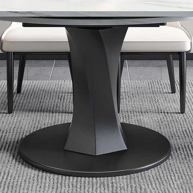Simplicity Round Dining Room Table Sintered Stone Table with Pedestal Base