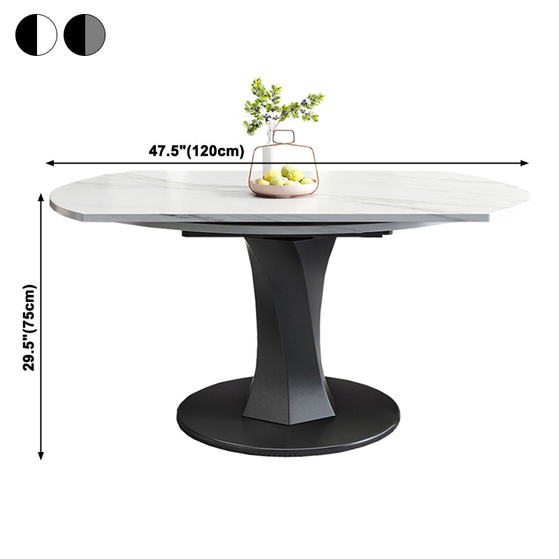 Simplicity Round Dining Room Table Sintered Stone Table with Pedestal Base