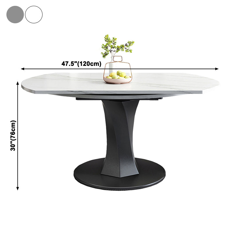 Simplicity Round Dining Room Table Sintered Stone Table with Black Pedestal Base