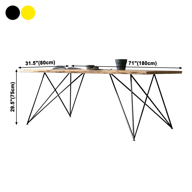 Mesa de comedor rectangular de lujo tradicional, mesa de madera maciza con 4 patas de metal