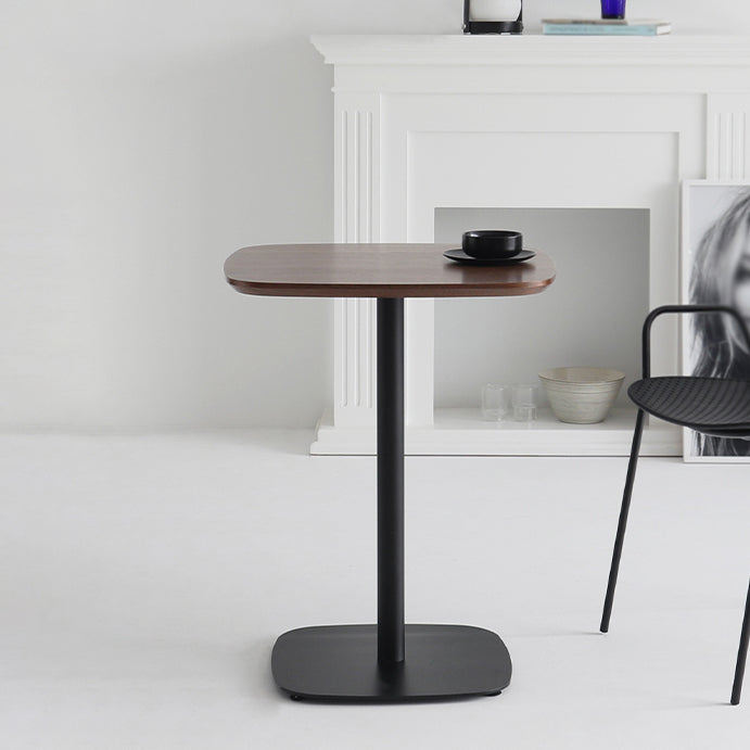 Industrial Solid Wood Square Dining Table Standard Kitchen Dining Table with Pedestal Base