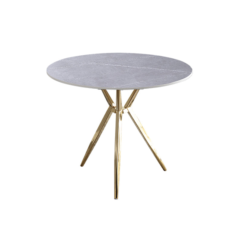 Modern Style Round Dining Table Sintered Stone Table with Metal Base for Home Use