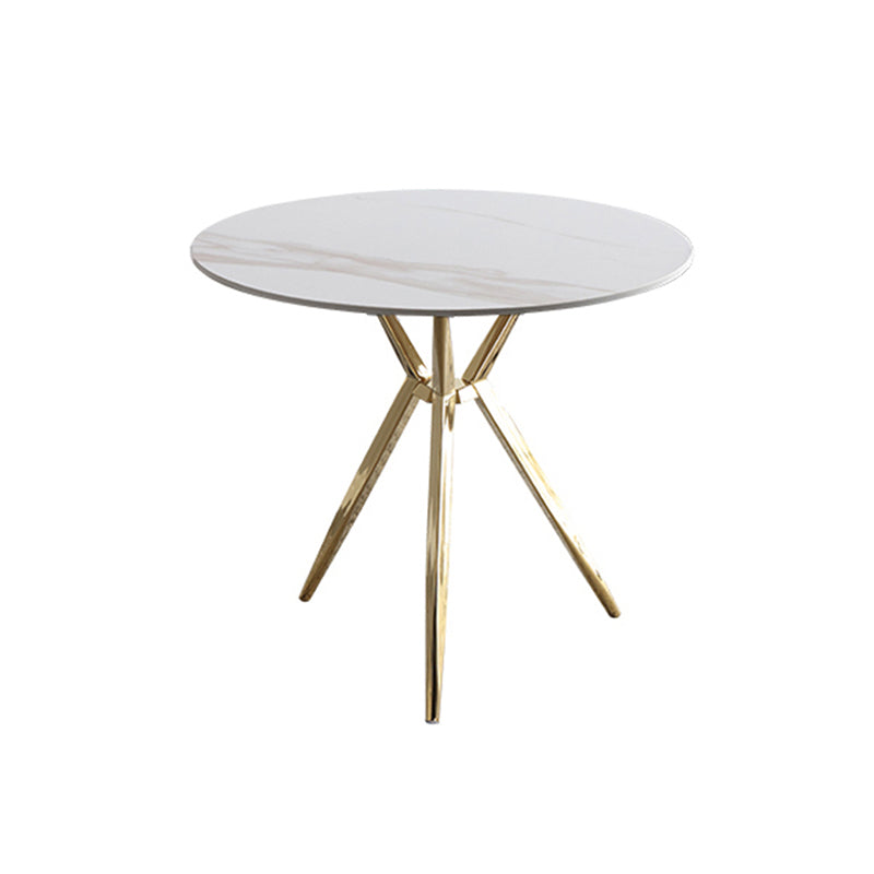 Modern Style Round Dining Table Sintered Stone Table with Metal Base for Home Use