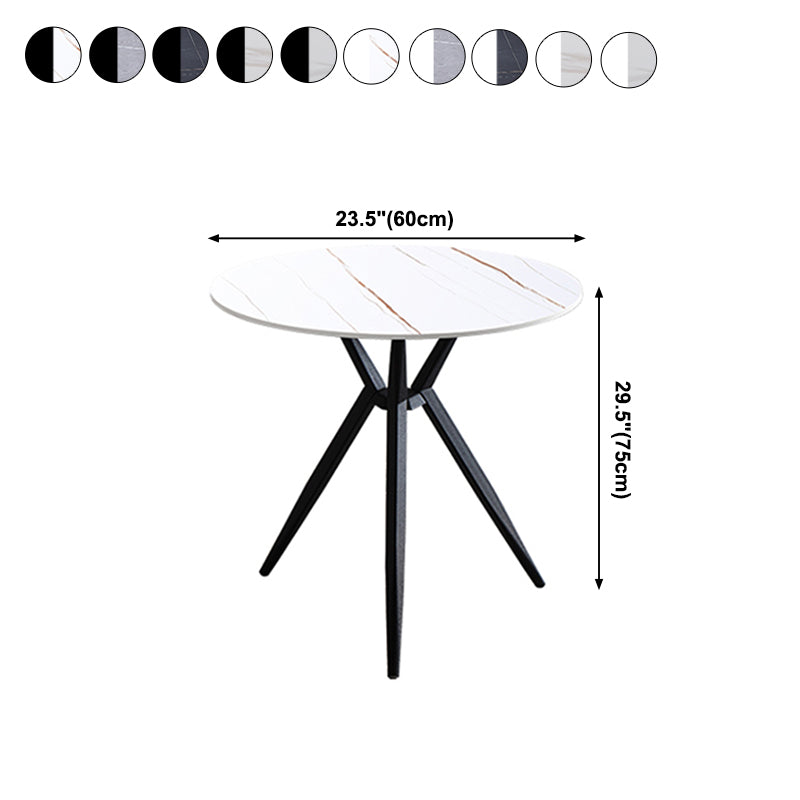 Modern Style Round Dining Table Sintered Stone Table with Metal Base for Home Use