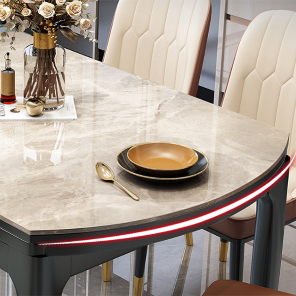 Traditional Luxury Round Dining Site Table Stone Drop-Leaf Dining Room Home Furniture