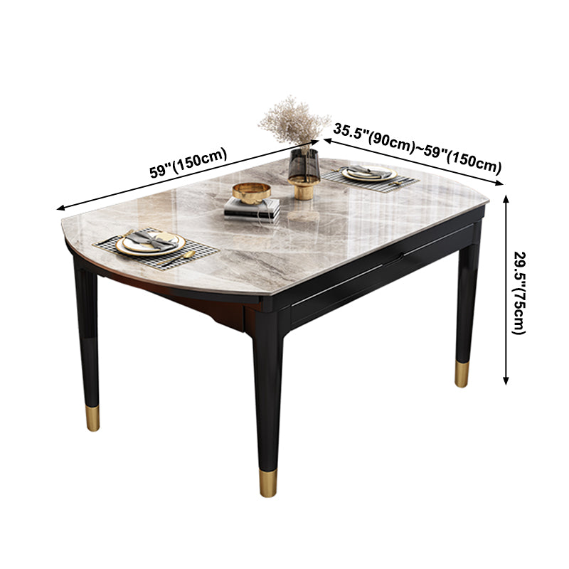 Traditional Luxury Round Dining Site Table Stone Drop-Leaf Dining Room Home Furniture