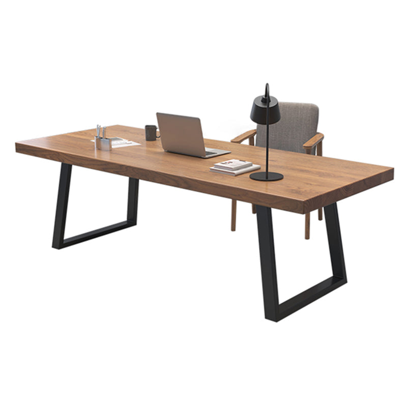 Mesa de comedor industrial rectangular, mesa fija de color madera con madera maciza de pino