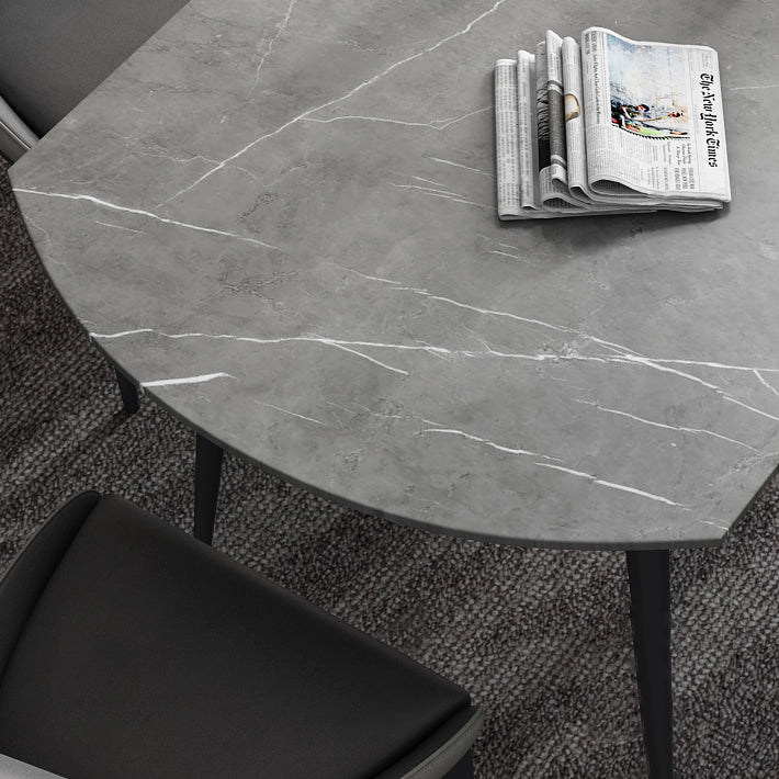 Modern Style Gray Dining Table Sintered Stone Table with 4 Legs for Kitchen
