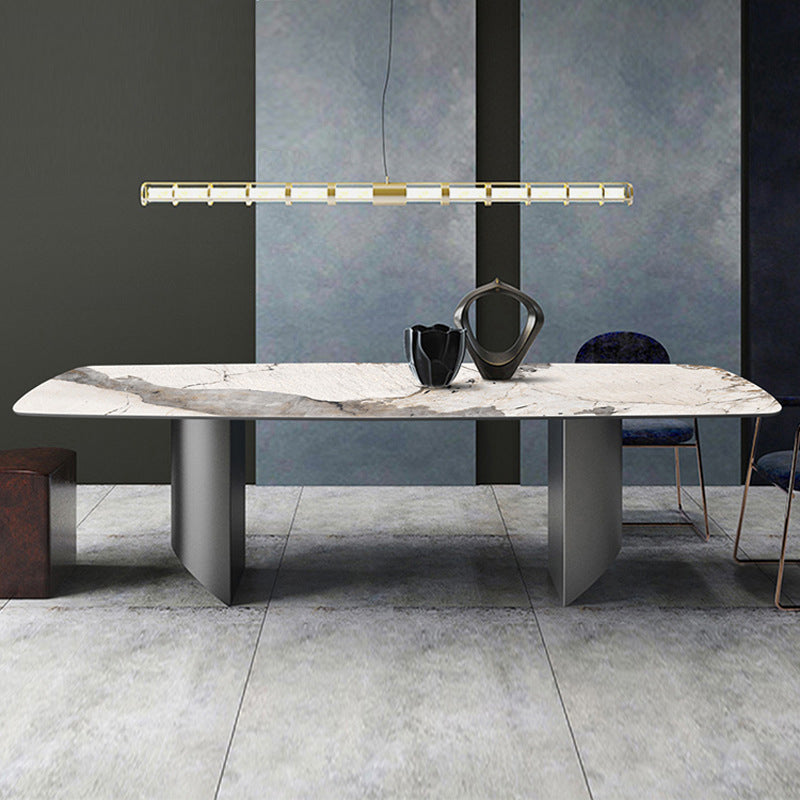 Metal Traditional Luxury Rectangle Table Sintered Stone Indoor Table for Dining Room