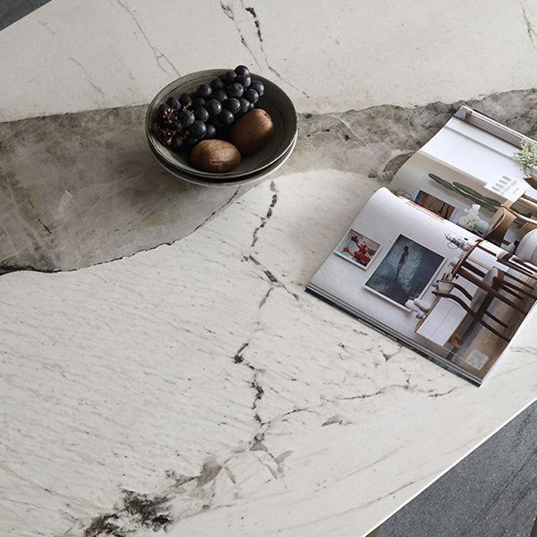 Metal Traditional Luxury Rectangle Table Sintered Stone Indoor Table for Dining Room