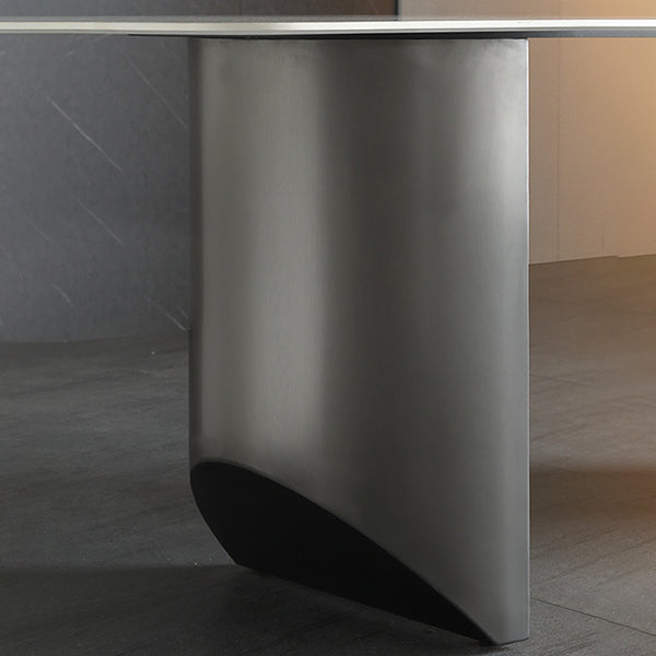 Metal Traditional Luxury Rectangle Table Sintered Stone Indoor Table for Dining Room