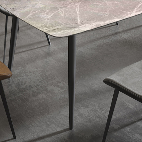 Mesa de comedor estándar de forma rectángulo industrial Mesa de comedor gris sinterizada para cocina