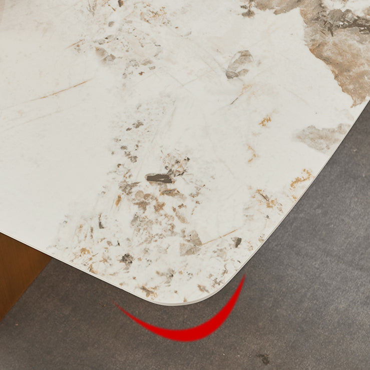 Metal Traditional Luxury Rectangle Dining Table Sintered Stone Indoor Table with Pedestal Base