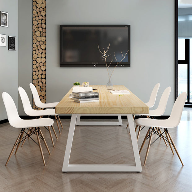 Mesa de comedor de madera maciza de pino, mesa de comedor industrial con base de trineo