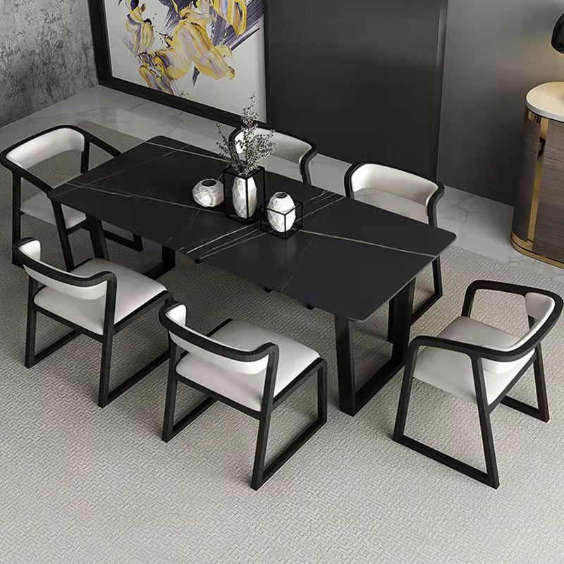 Rectangle Shape Two-Color Dining Table Industrial Double Pedestal Table for Dining Room
