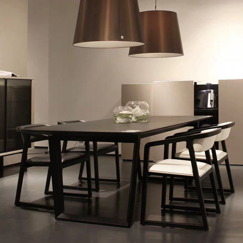 Rectangle Shape Two-Color Dining Table Industrial Double Pedestal Table for Dining Room