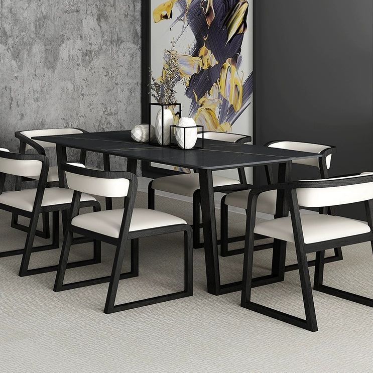 Rectangle Shape Two-Color Dining Table Industrial Double Pedestal Table for Dining Room