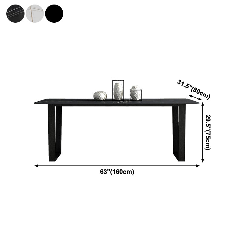Rectangle Shape Two-Color Dining Table Industrial Double Pedestal Table for Dining Room