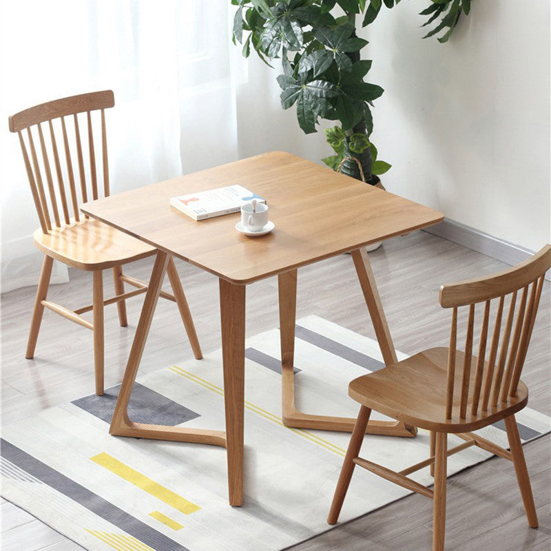 Mesa de comedor de madera maciza de roble con pedestal doble, mesa de comedor de estilo moderno